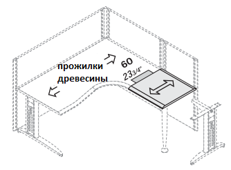 FORMAT расширение стола с поперечными прожилками древесины,покрытие P.V.C. д.60*ш.60*в.3см