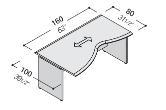 FORMAT стол покрытие P.V.C.(левый поворот)д.160*ш.100\80*в.72см