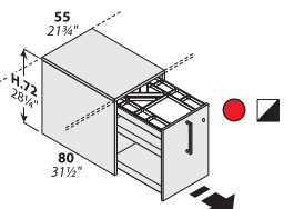 LOGIC шкаф для стола с выдвижным ящиком(с замком),центральное или конечное расположение,а так же самостоятельное д.55*ш.80*в.72см