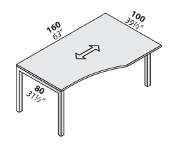 Oxi стол с опорами д.160*ш.80-100*в.72см правый поворот,толщина столешницы 25мм