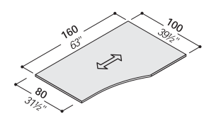 Oxi столешница д.160*ш.80-100*в.2.5см правый поворот